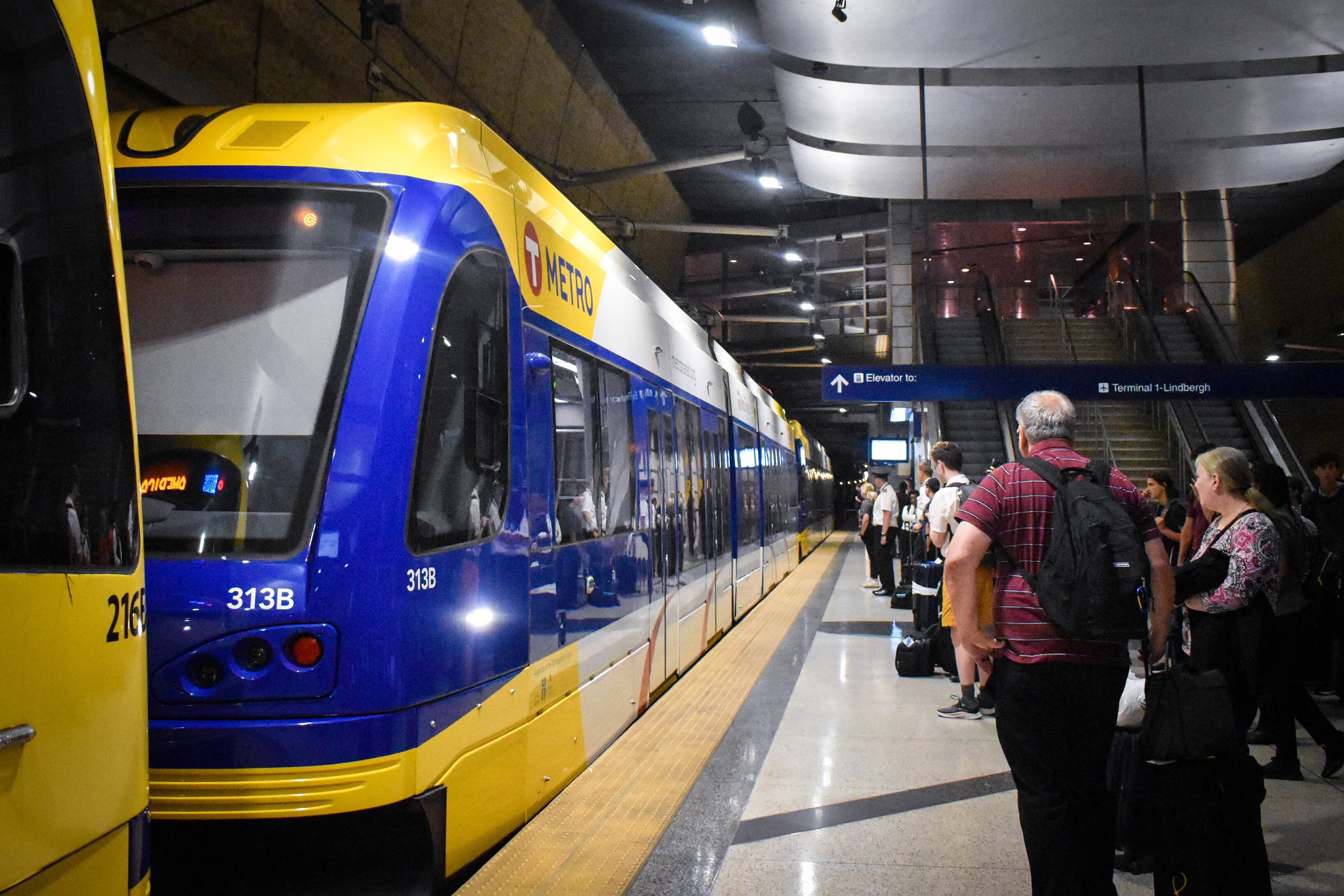 A METRO Blue Line train at the MSP Terminal 1-Lindbergh Station. 